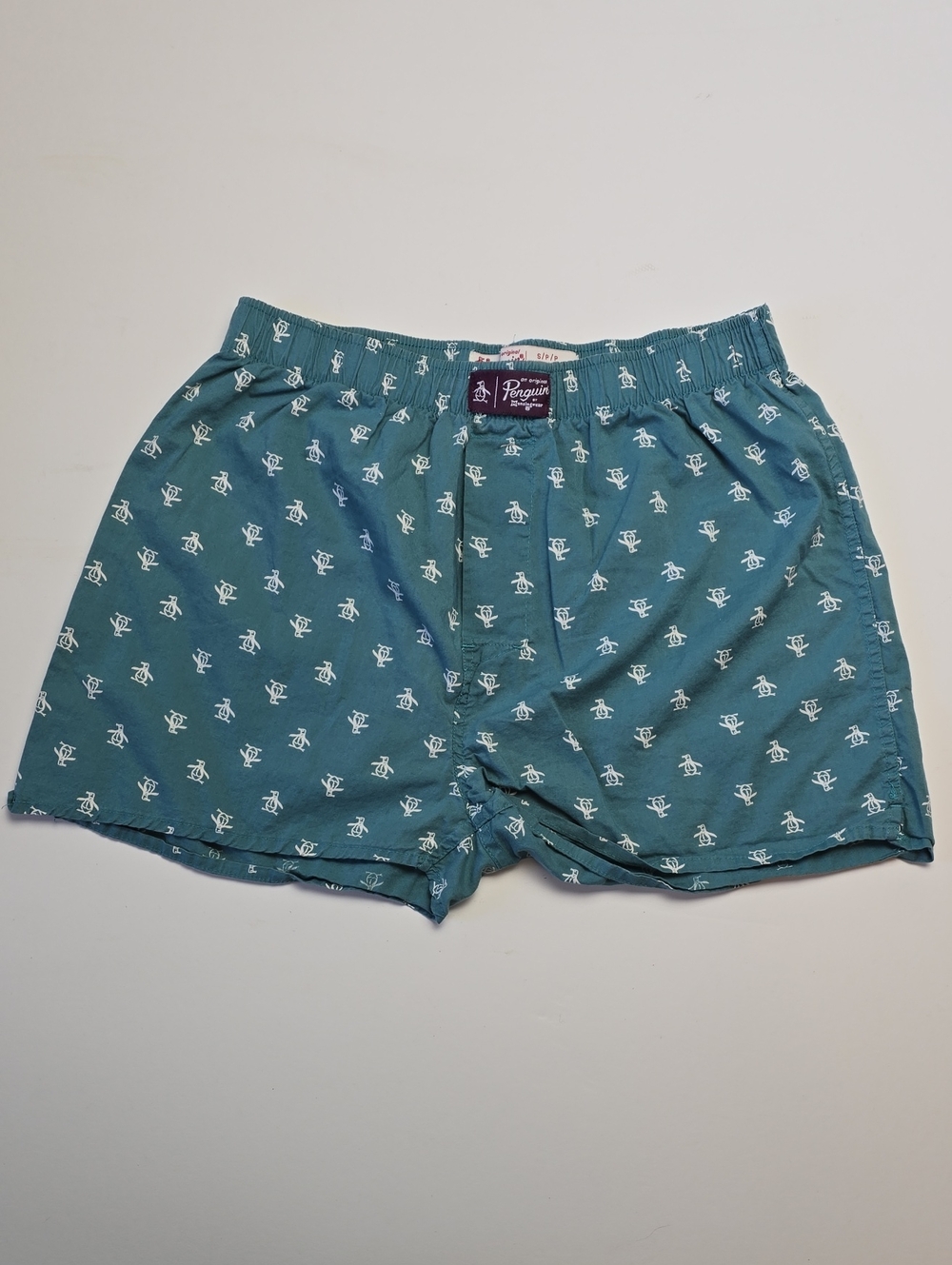 Original Penguin Teal Penguin-Print Cotton Boxer Shorts by Munsingwear